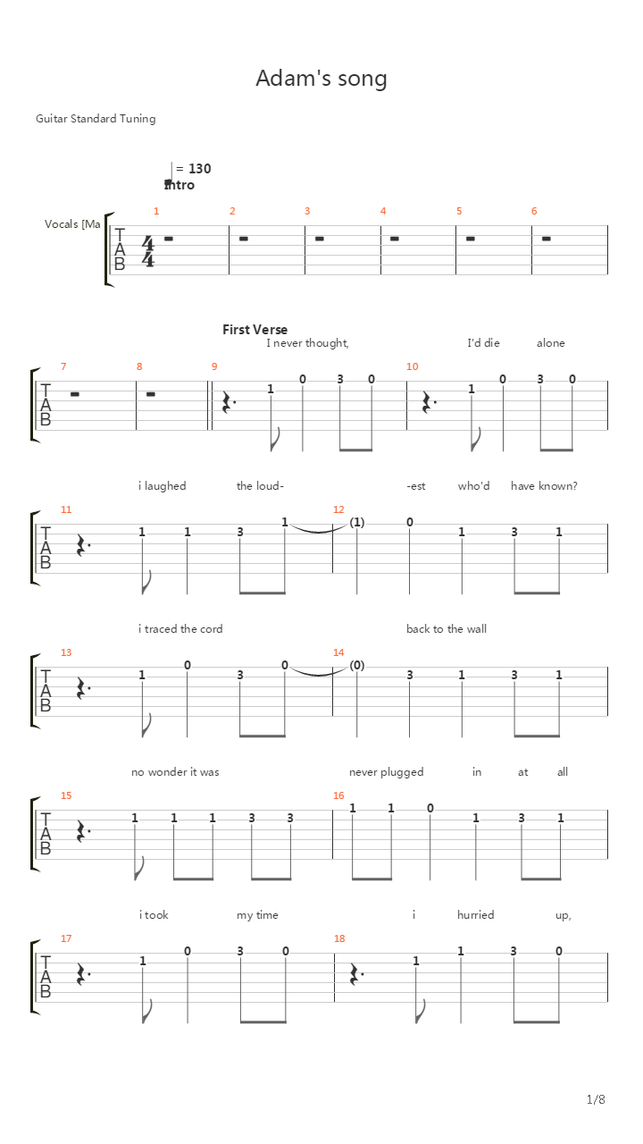 Adams Song吉他谱