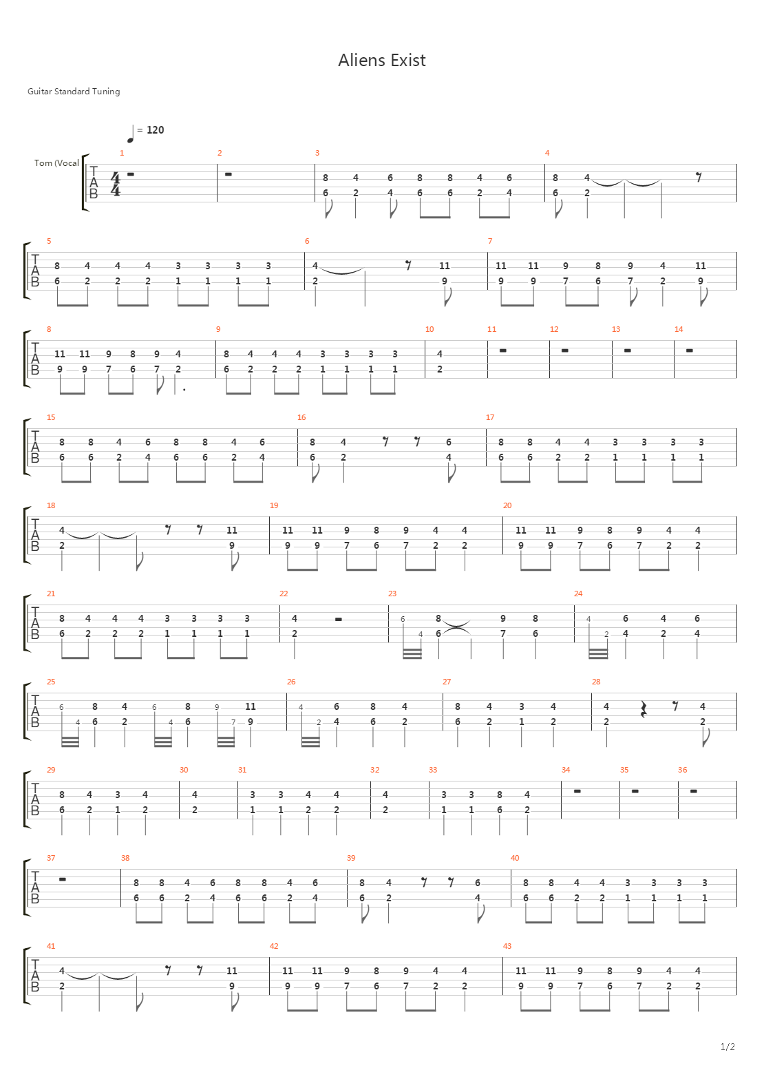 Aliens Exist吉他谱