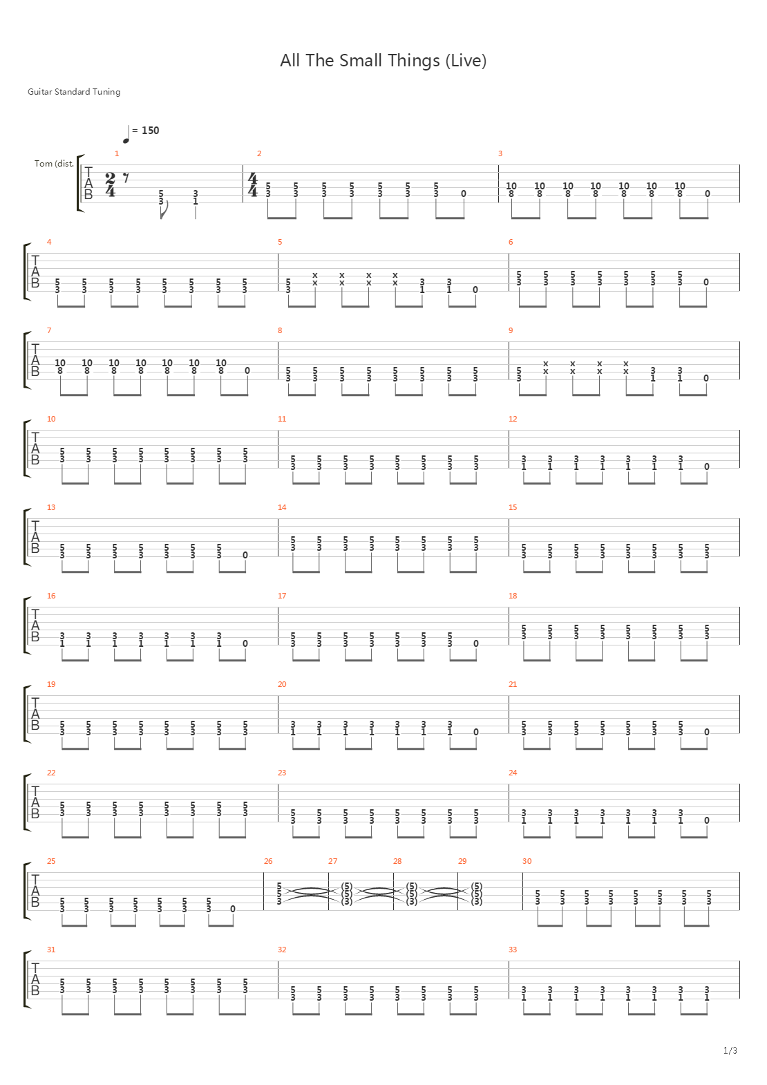 All The Small Things吉他谱