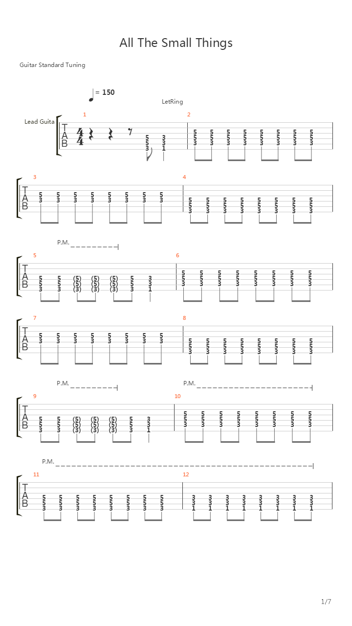 All The Small Things吉他谱