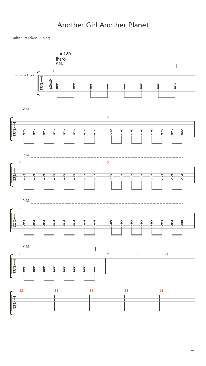 Another Girl Another Planet吉他谱