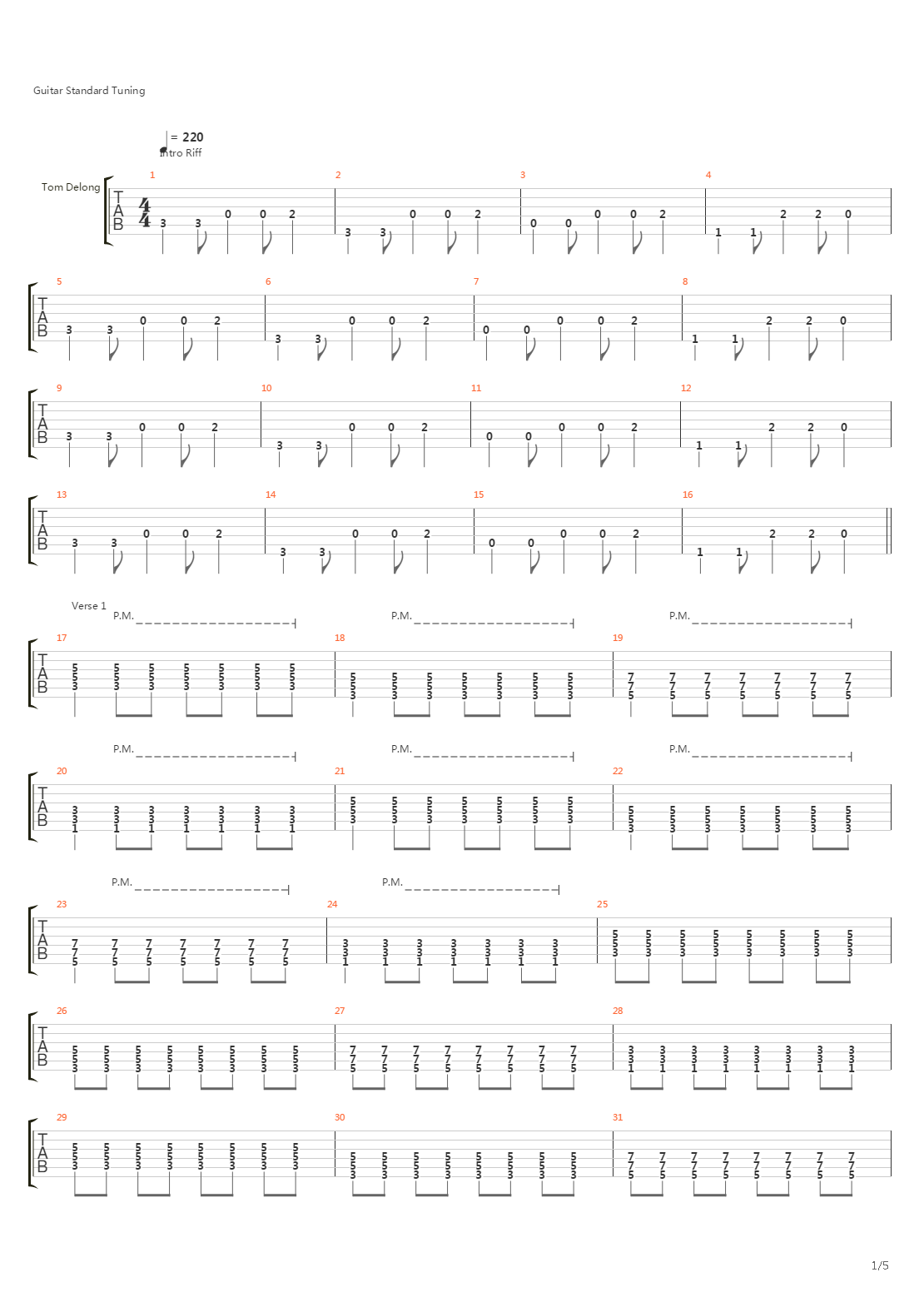 Dammit吉他谱