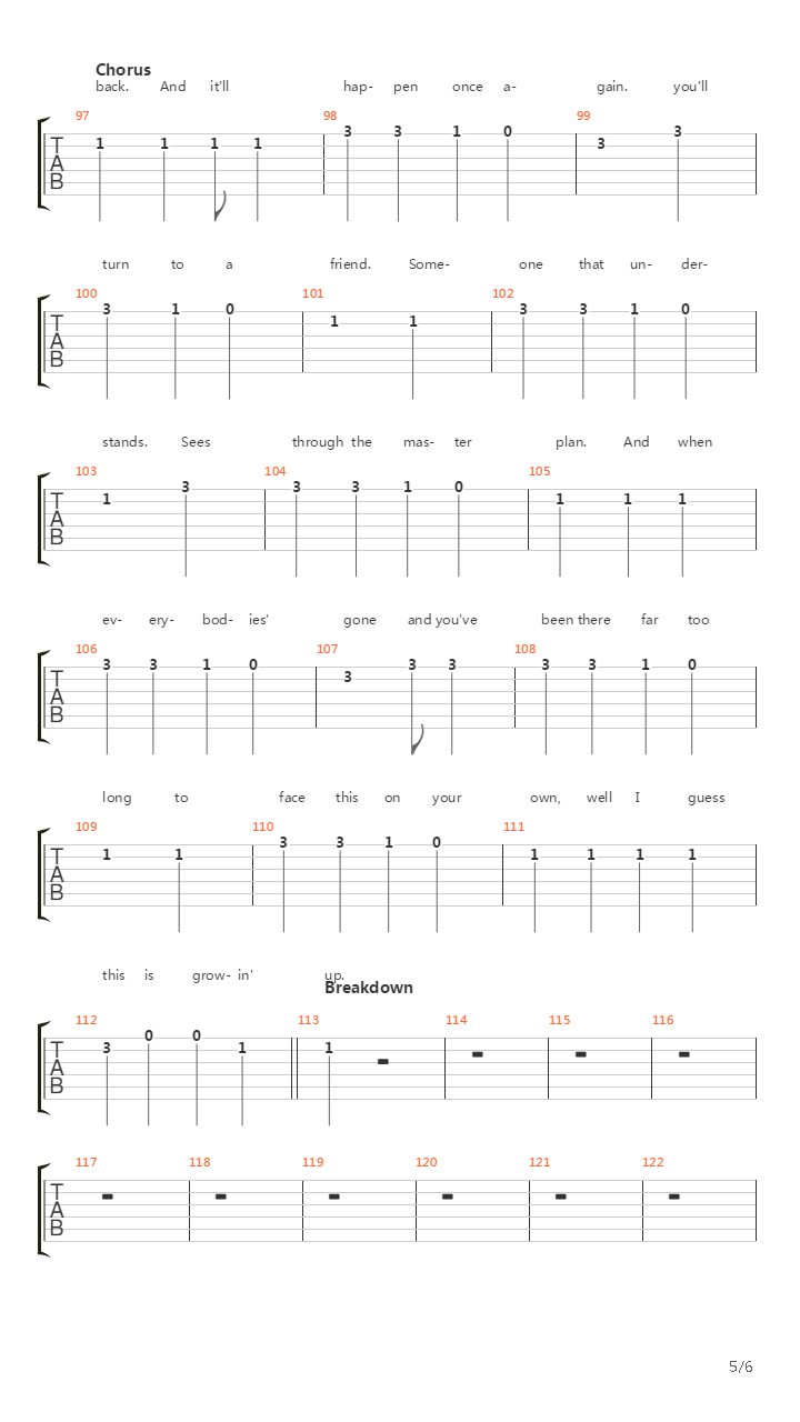 Dammit吉他谱