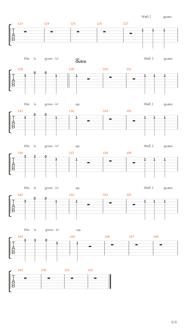 Dammit吉他谱