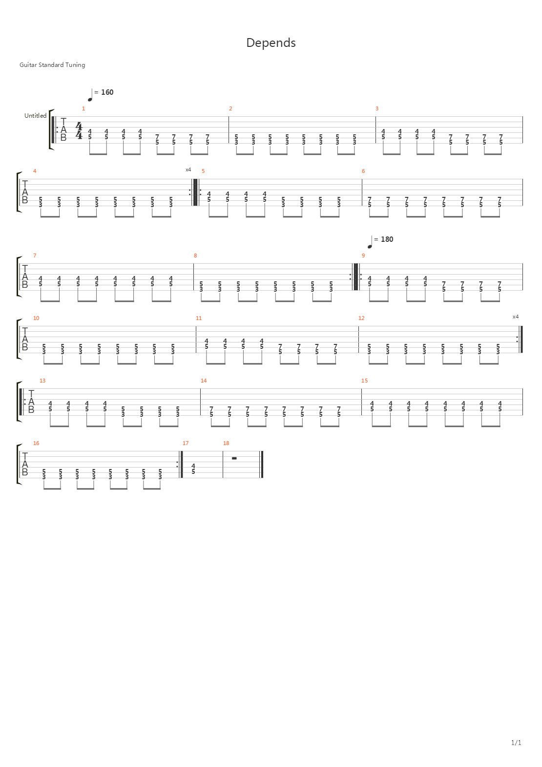 Depends吉他谱