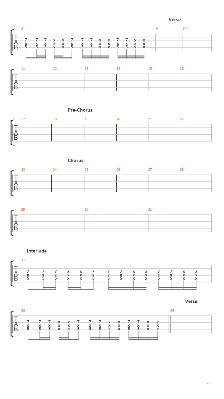 Down吉他谱