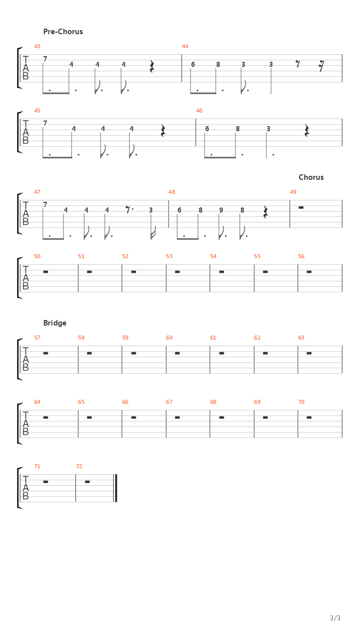 Down吉他谱