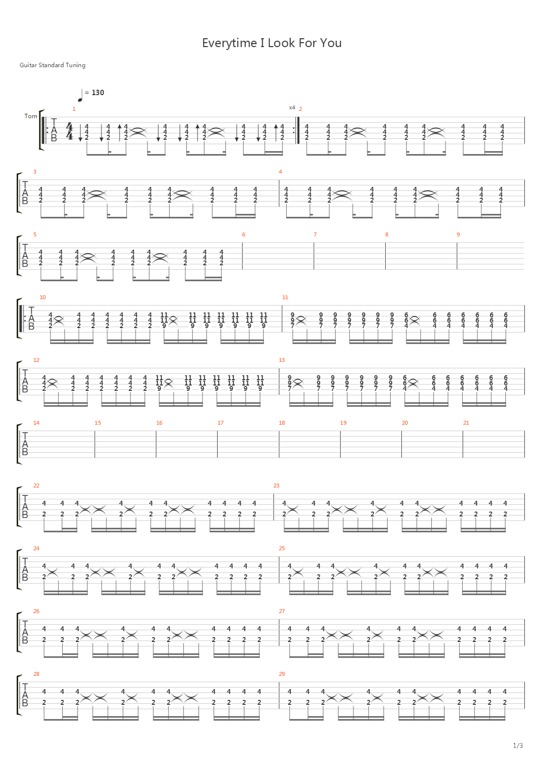 Everytime I Look For You吉他谱
