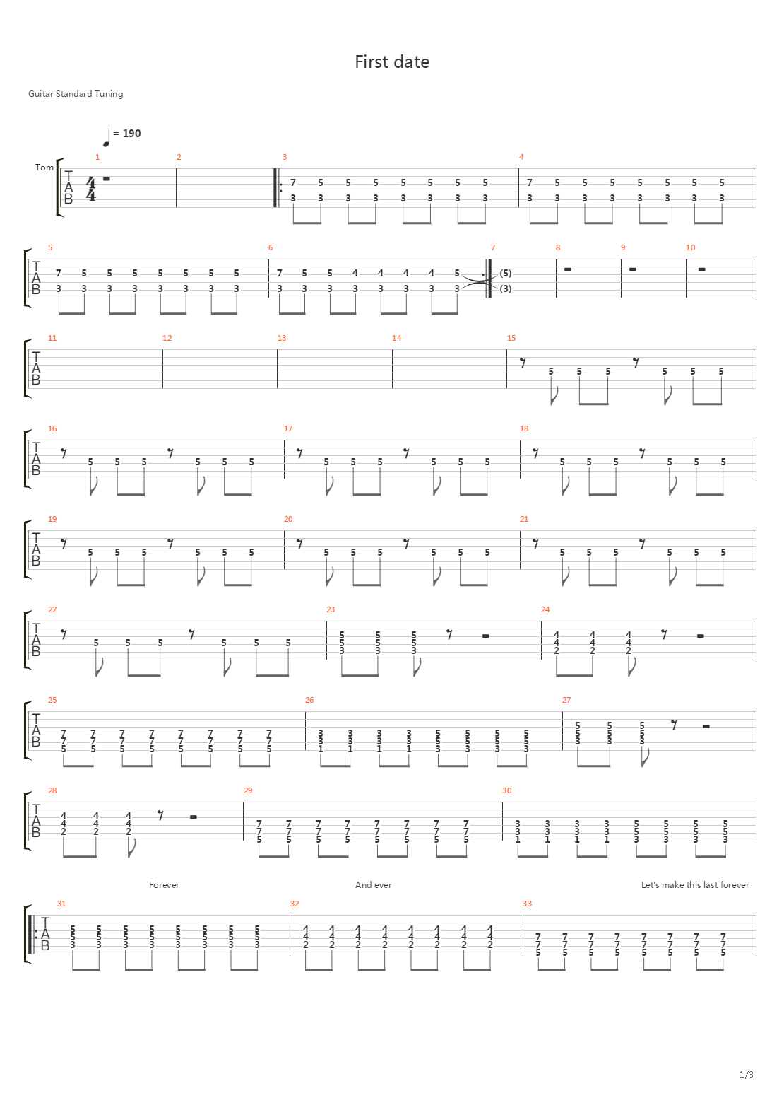First Date吉他谱