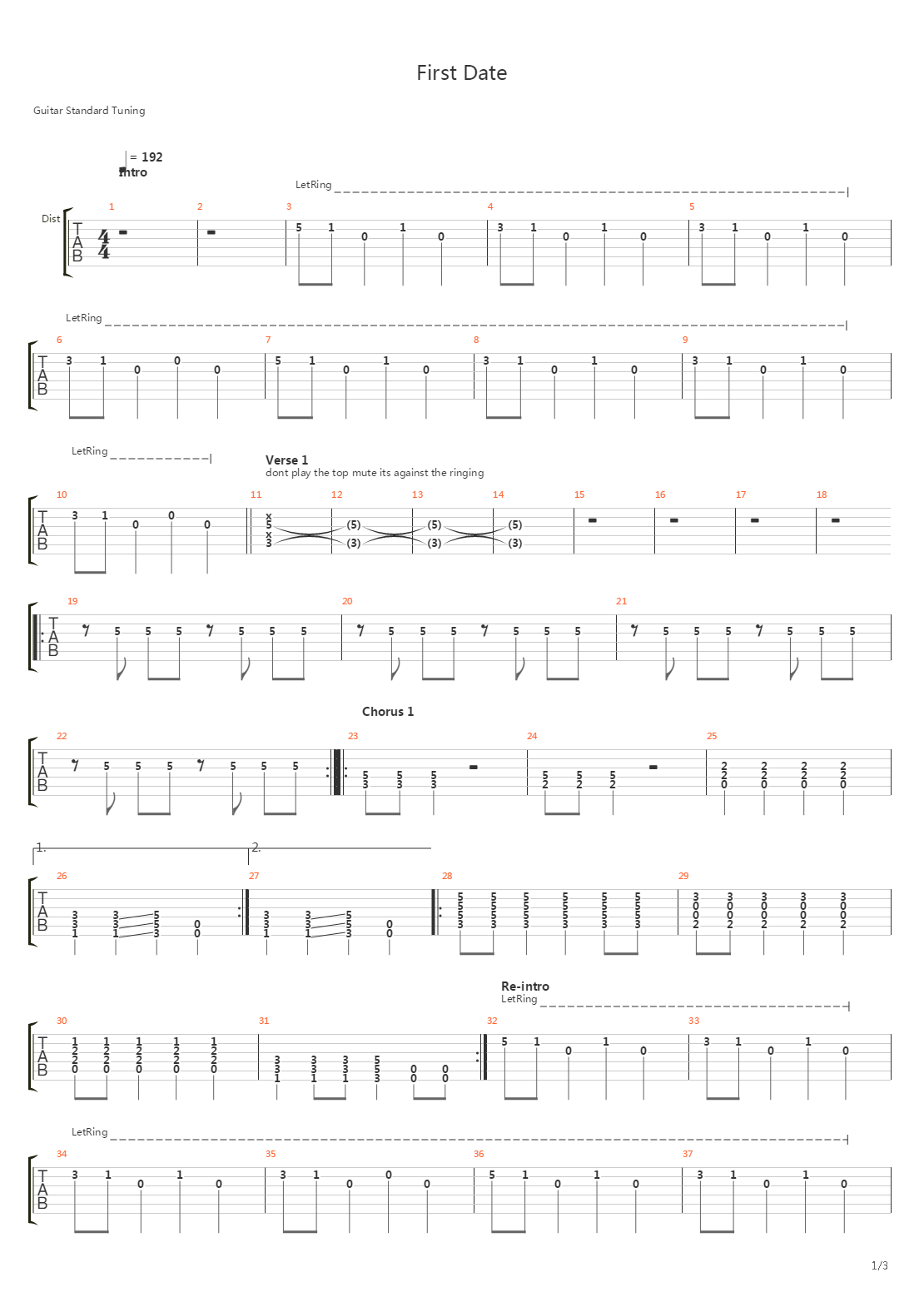 First Date吉他谱