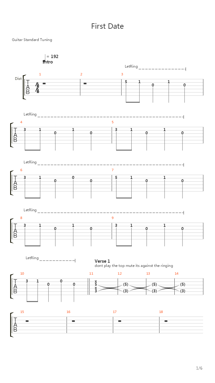 First Date吉他谱