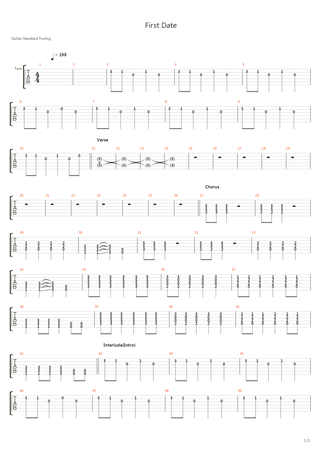 First Date吉他谱