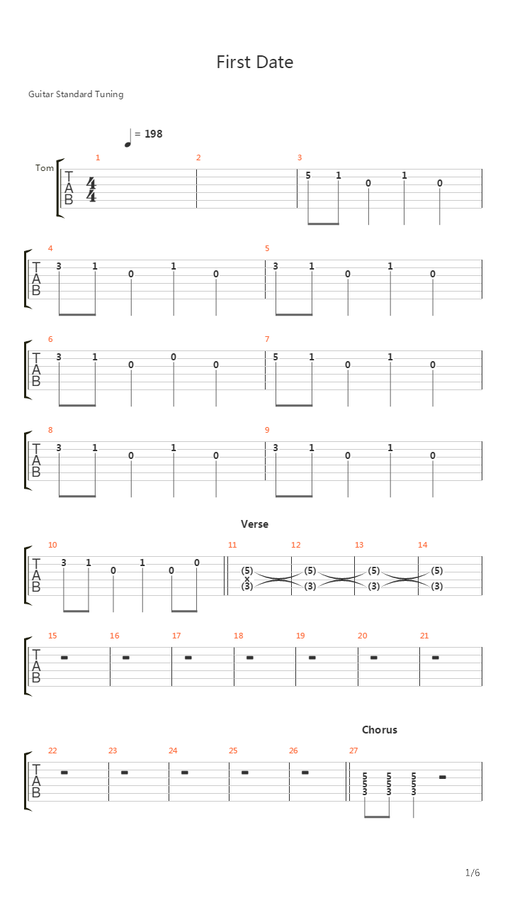 First Date吉他谱