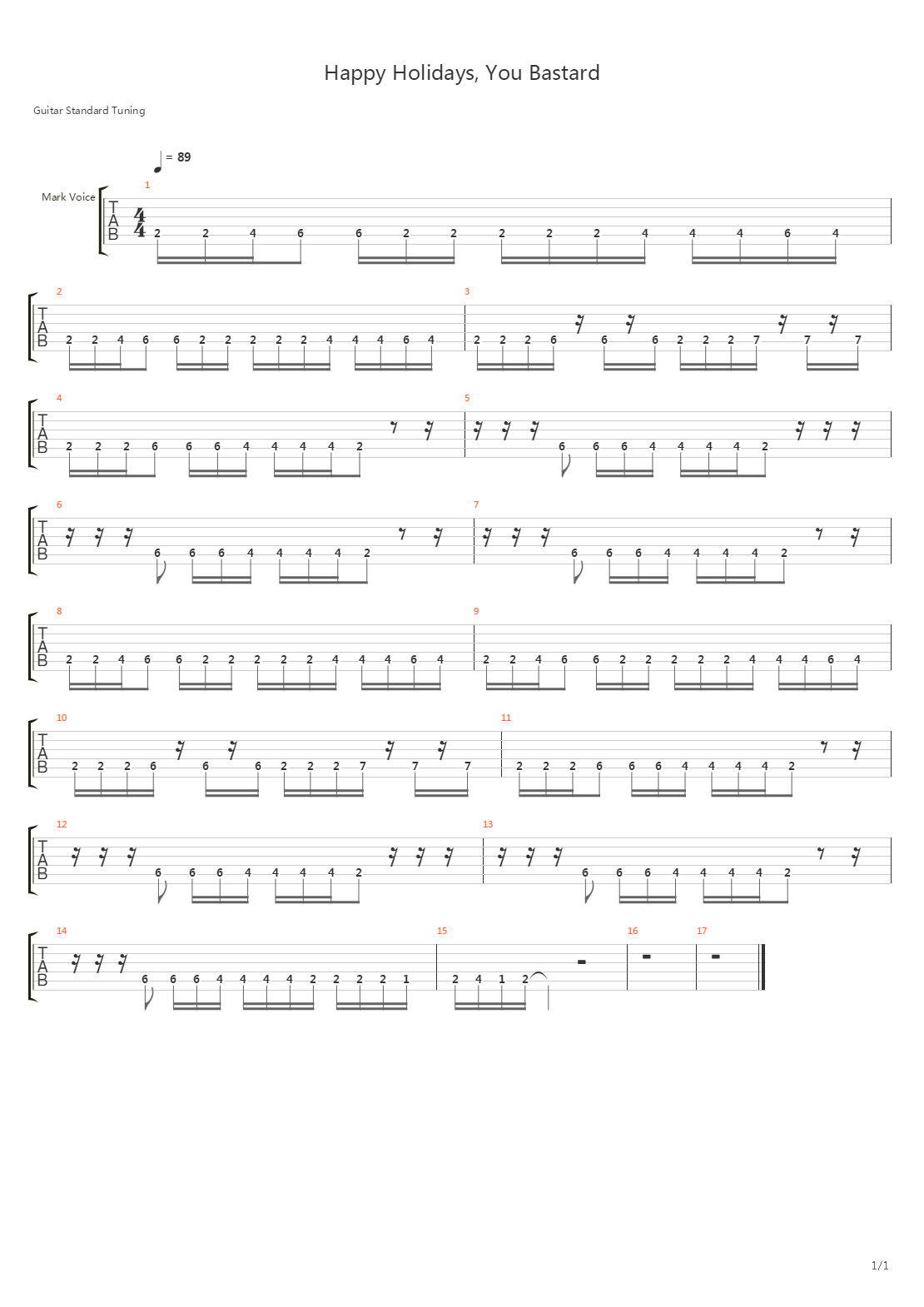 Happy Holidays You Bastard吉他谱