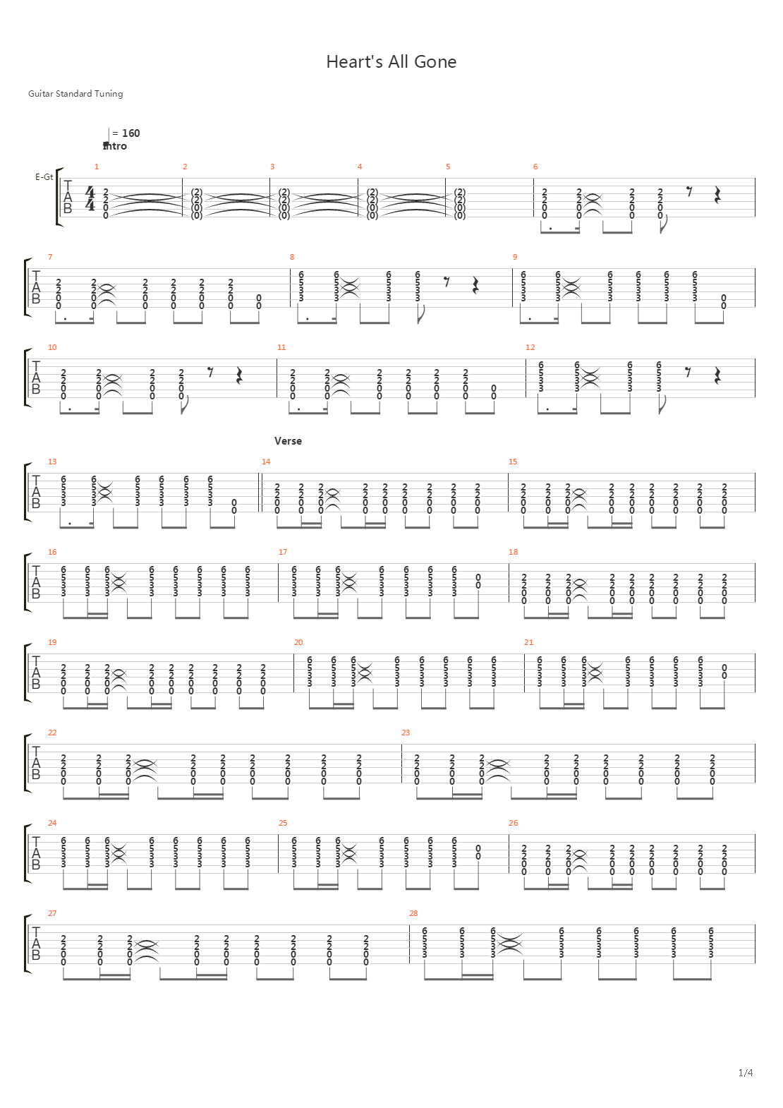 Hearts All Gone吉他谱