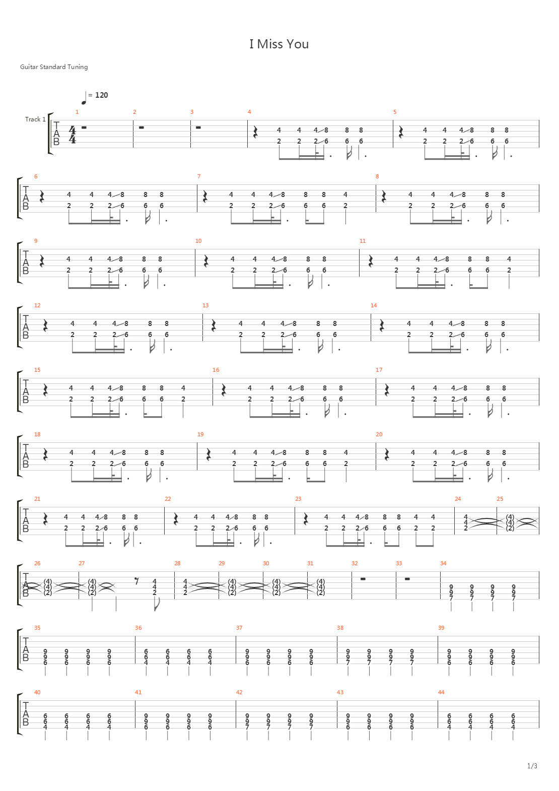 I Miss You吉他谱