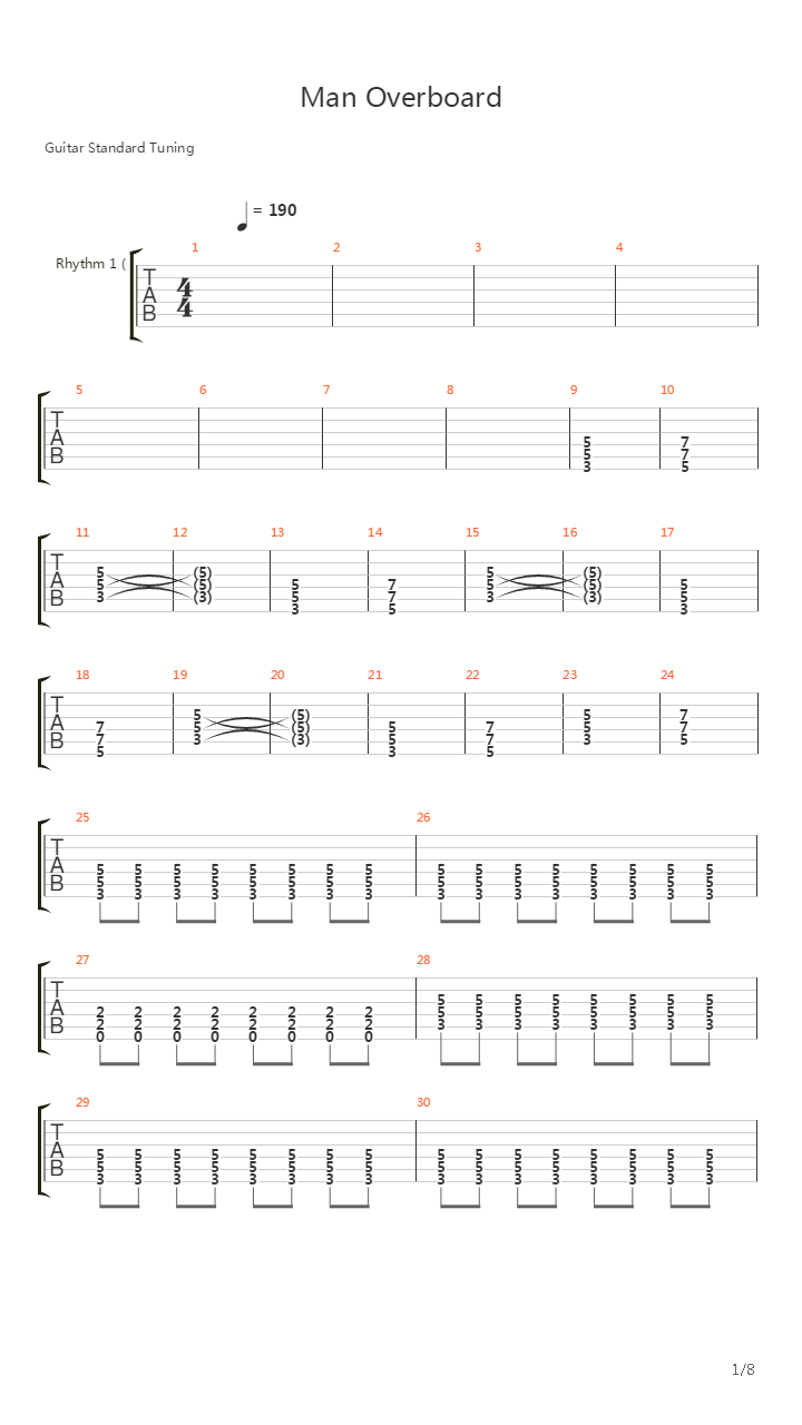 Man Overboard吉他谱