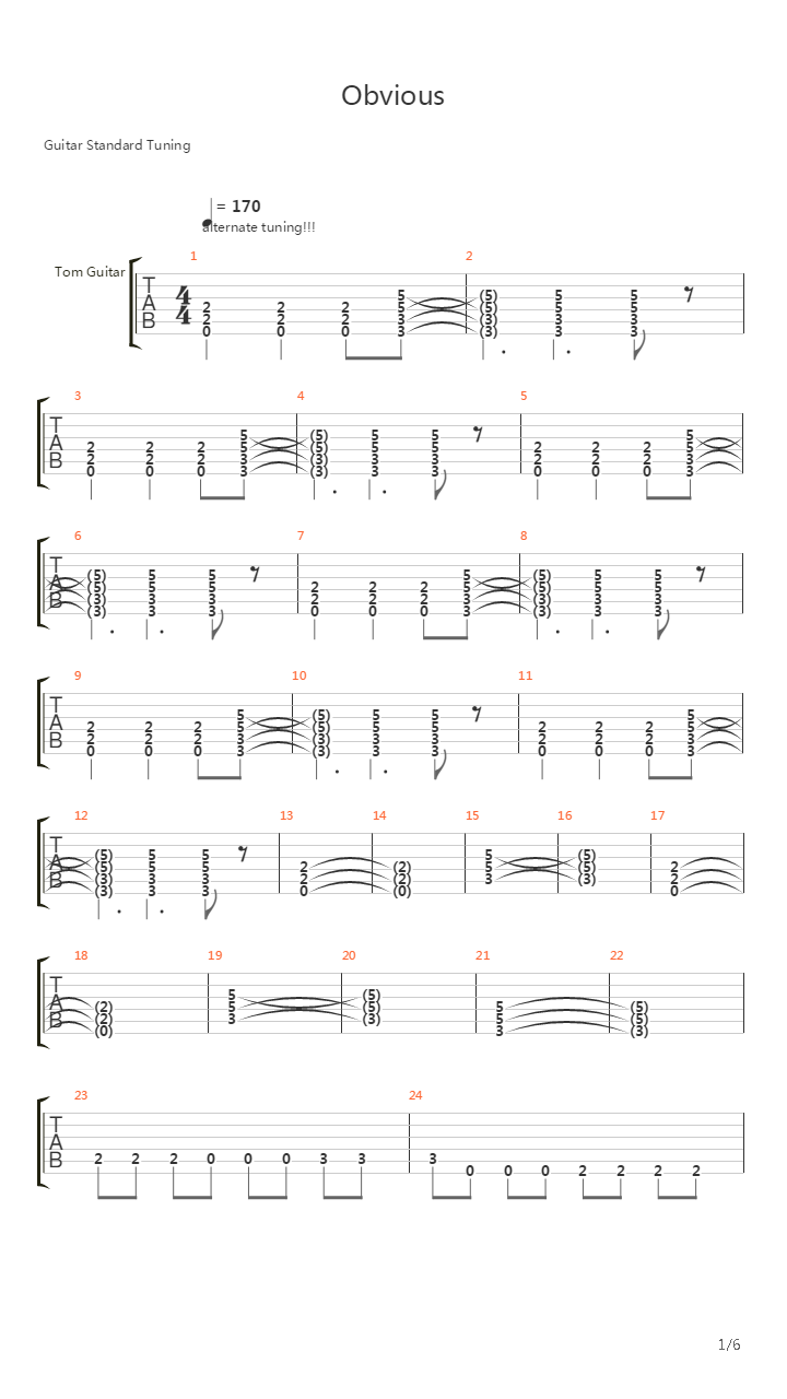 Obvious吉他谱