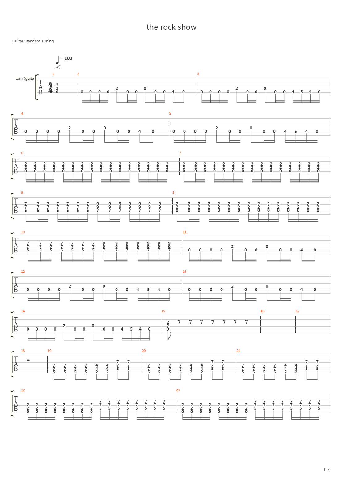 Rock Show吉他谱