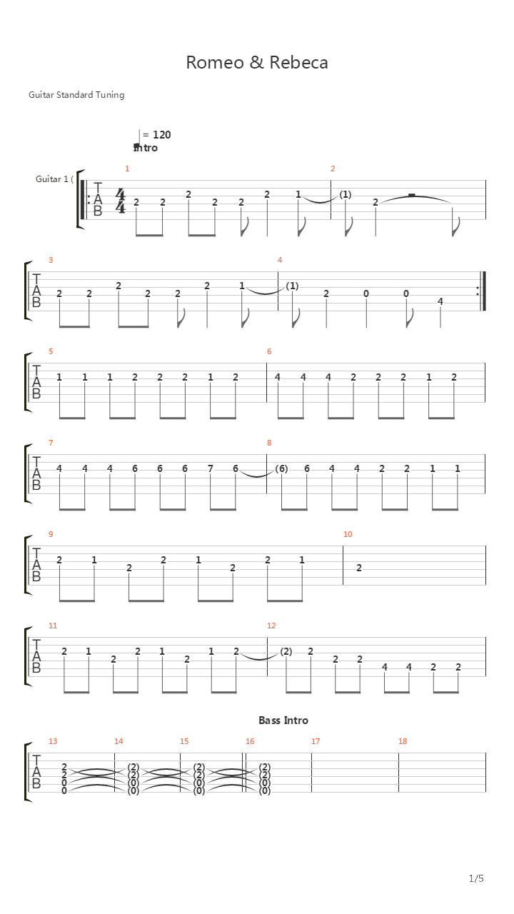 Romeo And Rebecca吉他谱