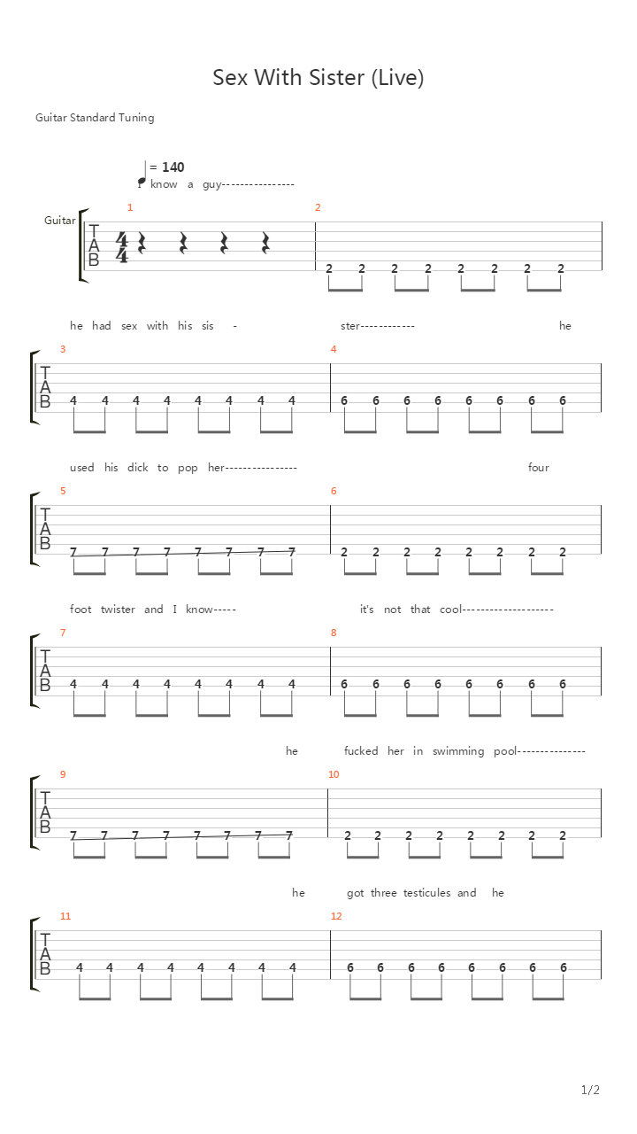 Sex With Sister吉他谱