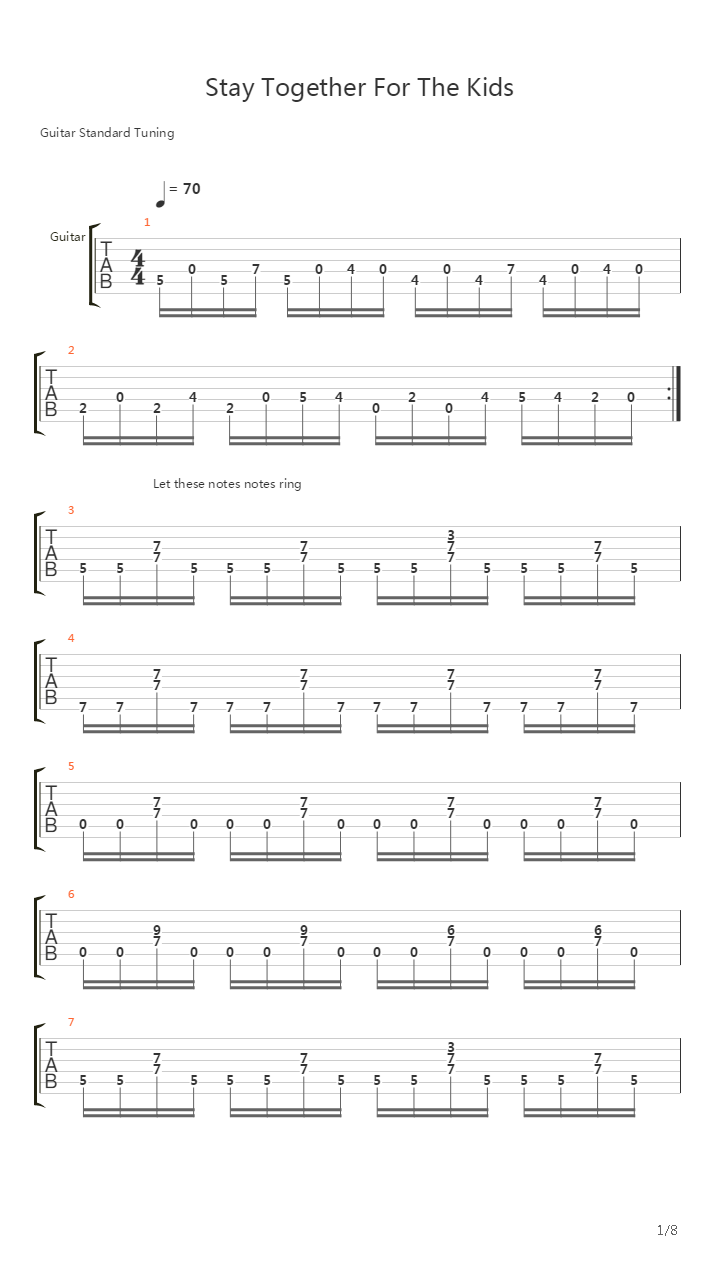 Stay Together For The Kids吉他谱