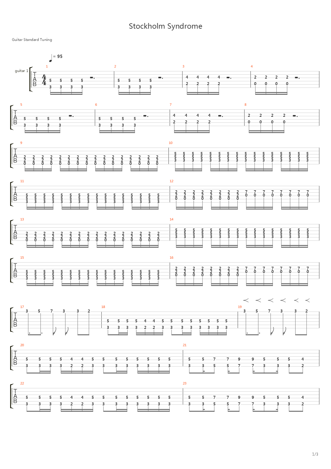 Stockholm Syndrome吉他谱