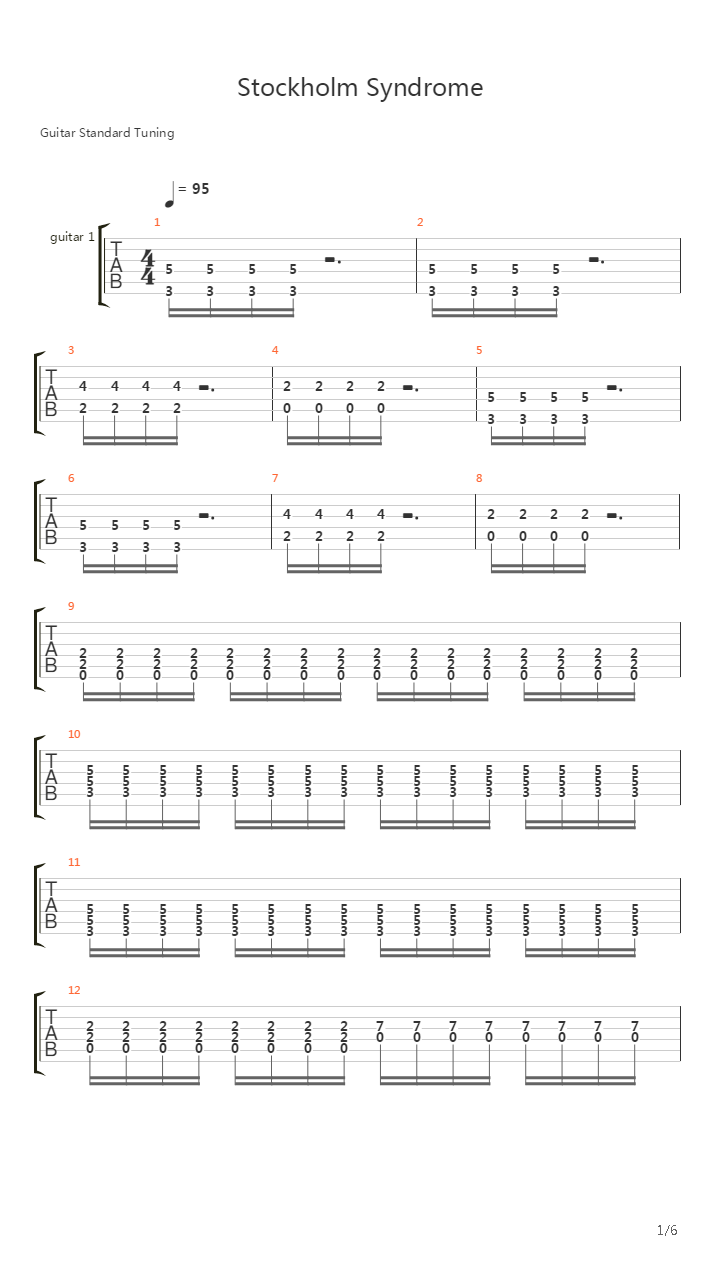 Stockholm Syndrome吉他谱