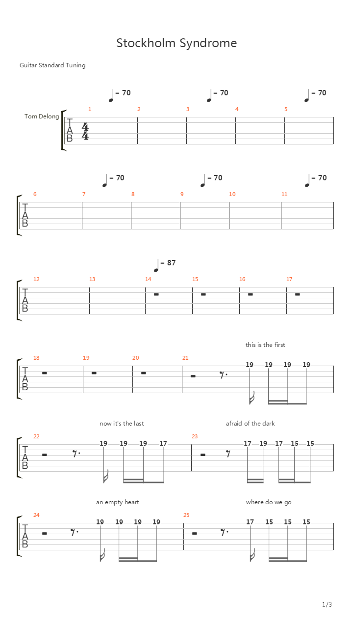 Stockholm Syndrome吉他谱