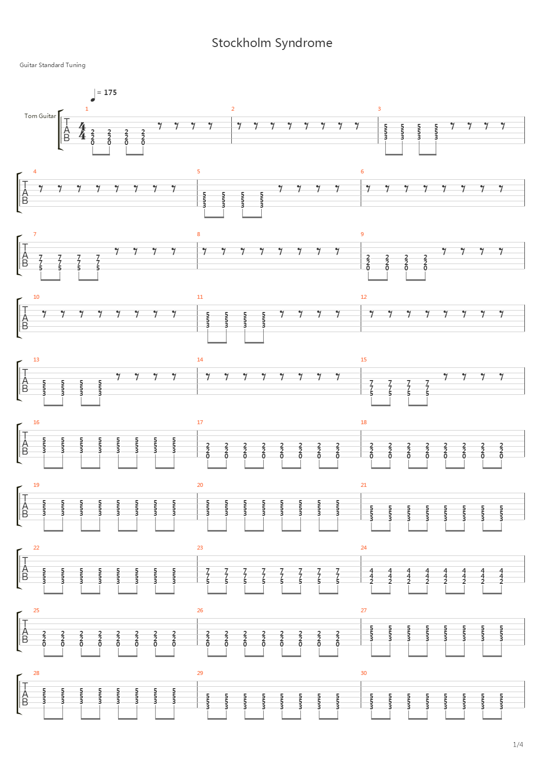 Stockholm Syndrome吉他谱