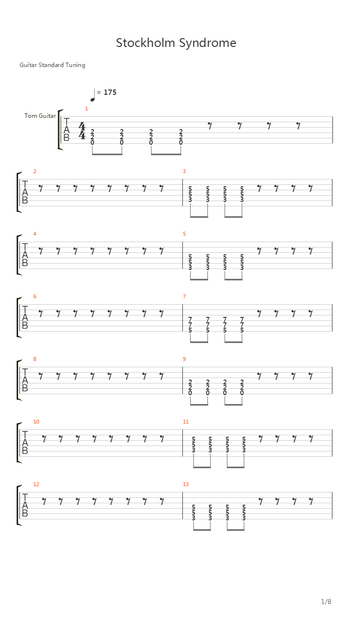 Stockholm Syndrome吉他谱