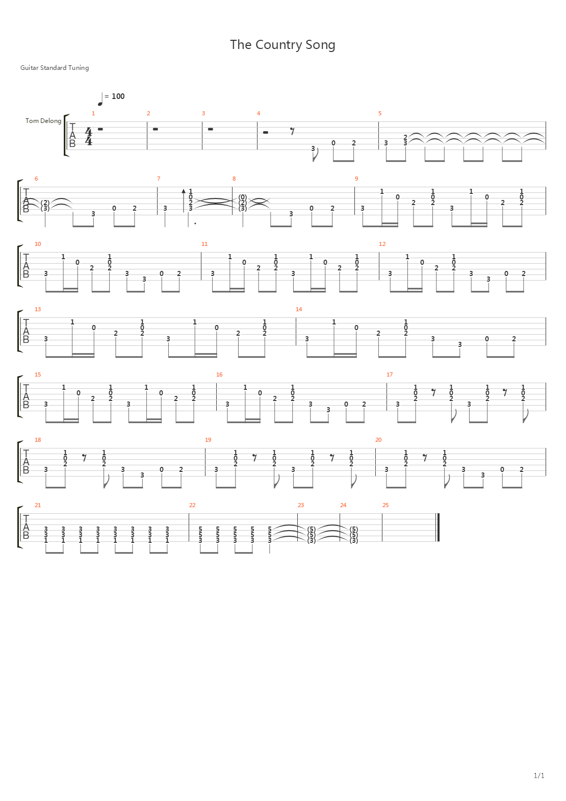 The Country Song吉他谱