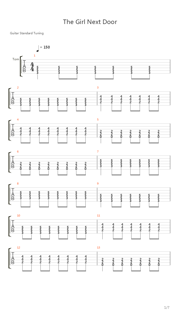 The Girl Next Door吉他谱