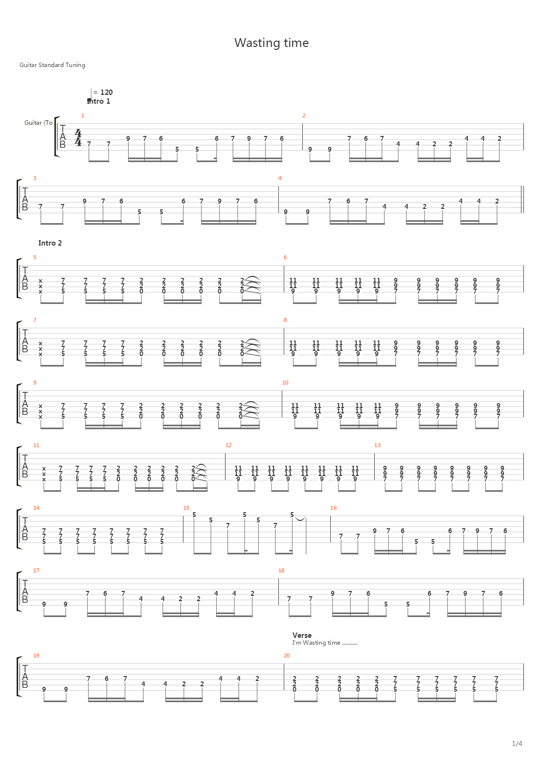 Wasting Time吉他谱