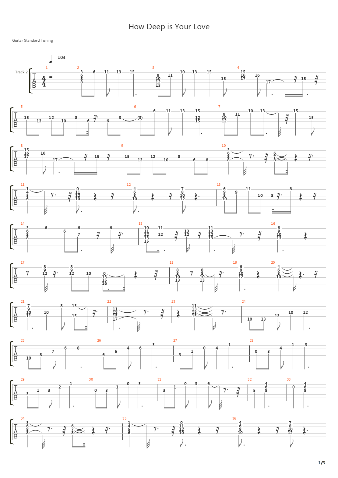 How Deep Is Your Love吉他谱