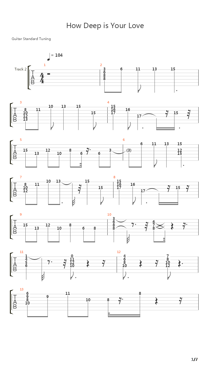 How Deep Is Your Love吉他谱