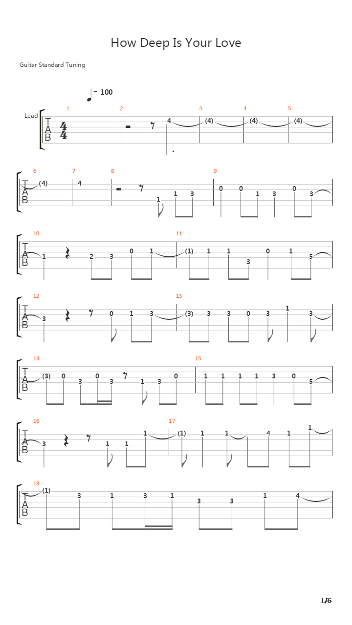 How Deep Is Your Love吉他谱