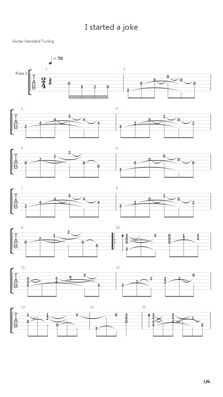 I Started A Joke吉他谱