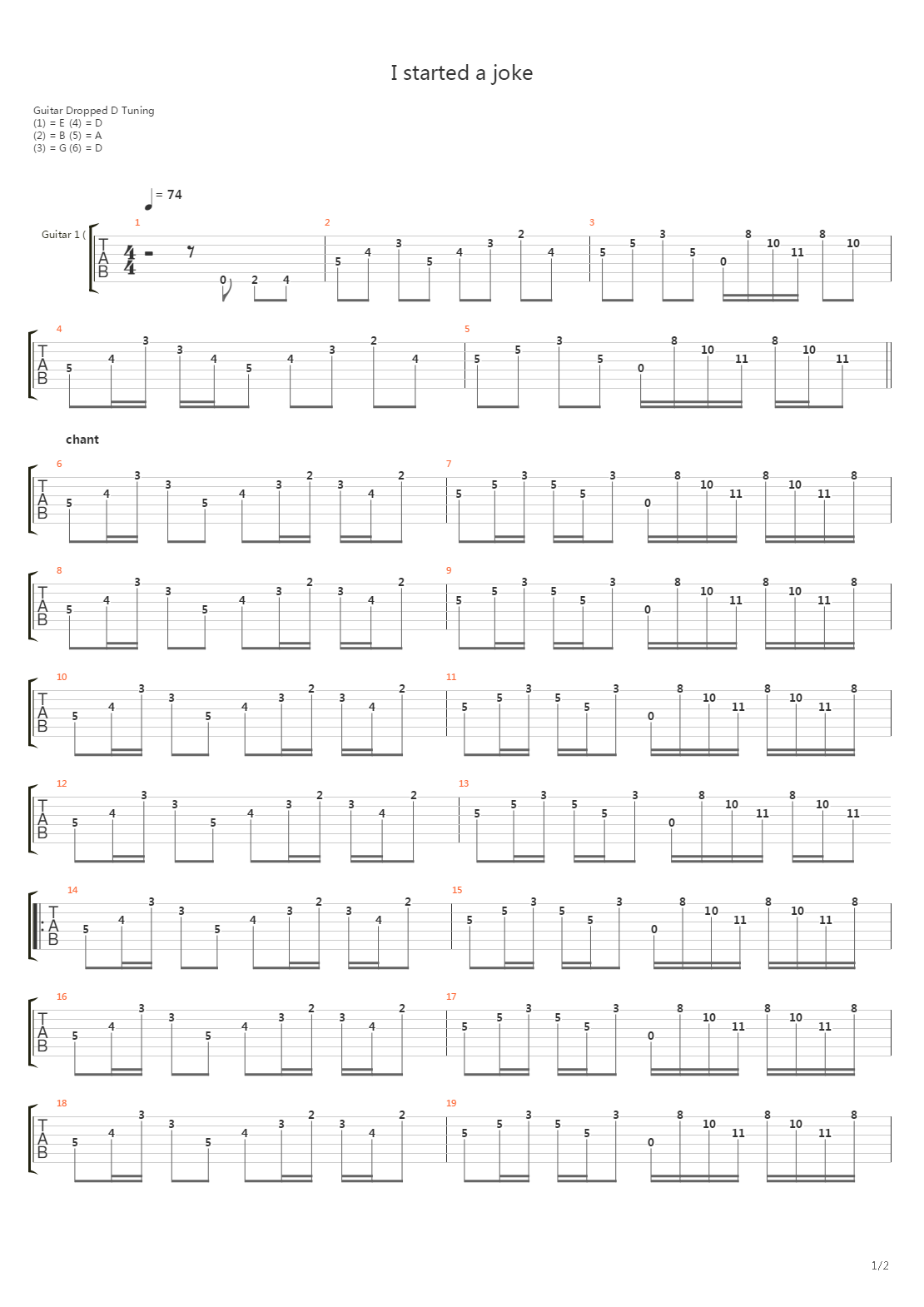 I Started A Joke吉他谱