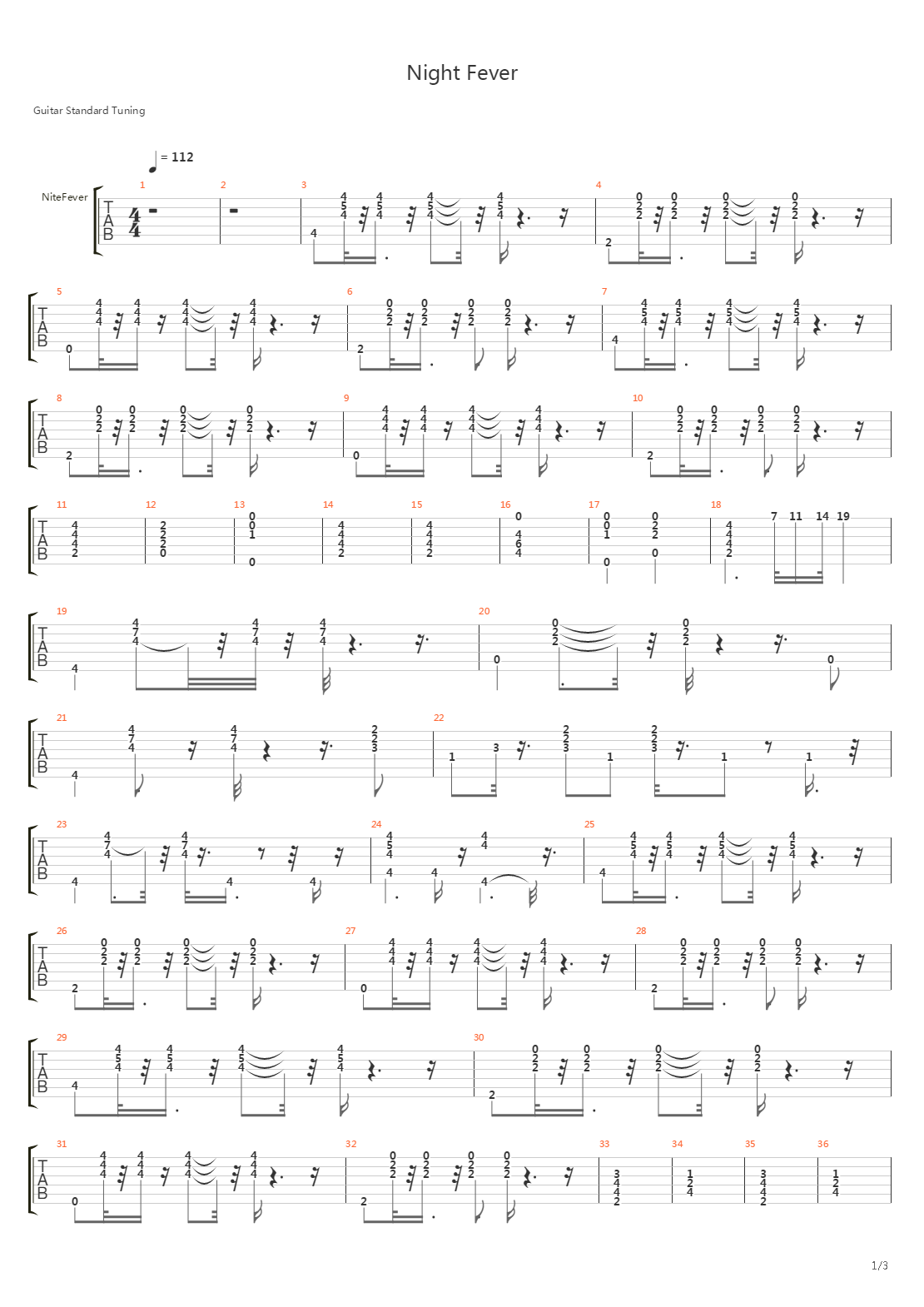Night Fever吉他谱