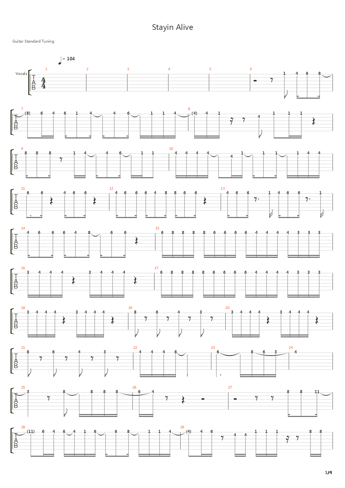 Stayin Alive吉他谱