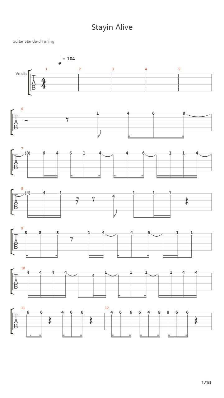 Stayin Alive吉他谱