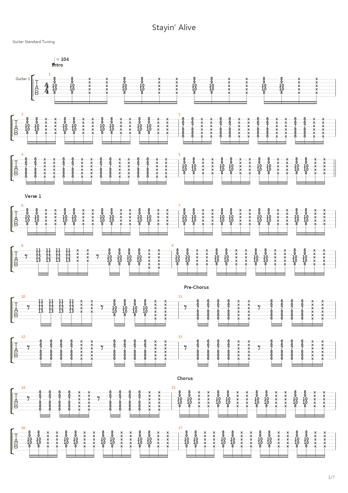 Stayin Alive吉他谱