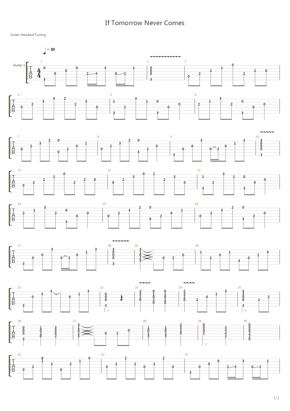 If Tomorrow Never Comes吉他谱