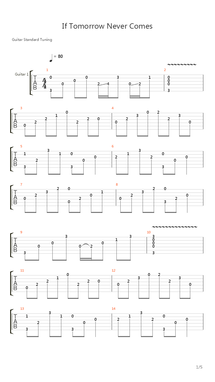 If Tomorrow Never Comes吉他谱