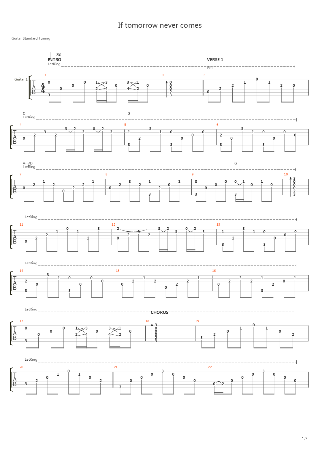 If Tomorrow Never Comes吉他谱