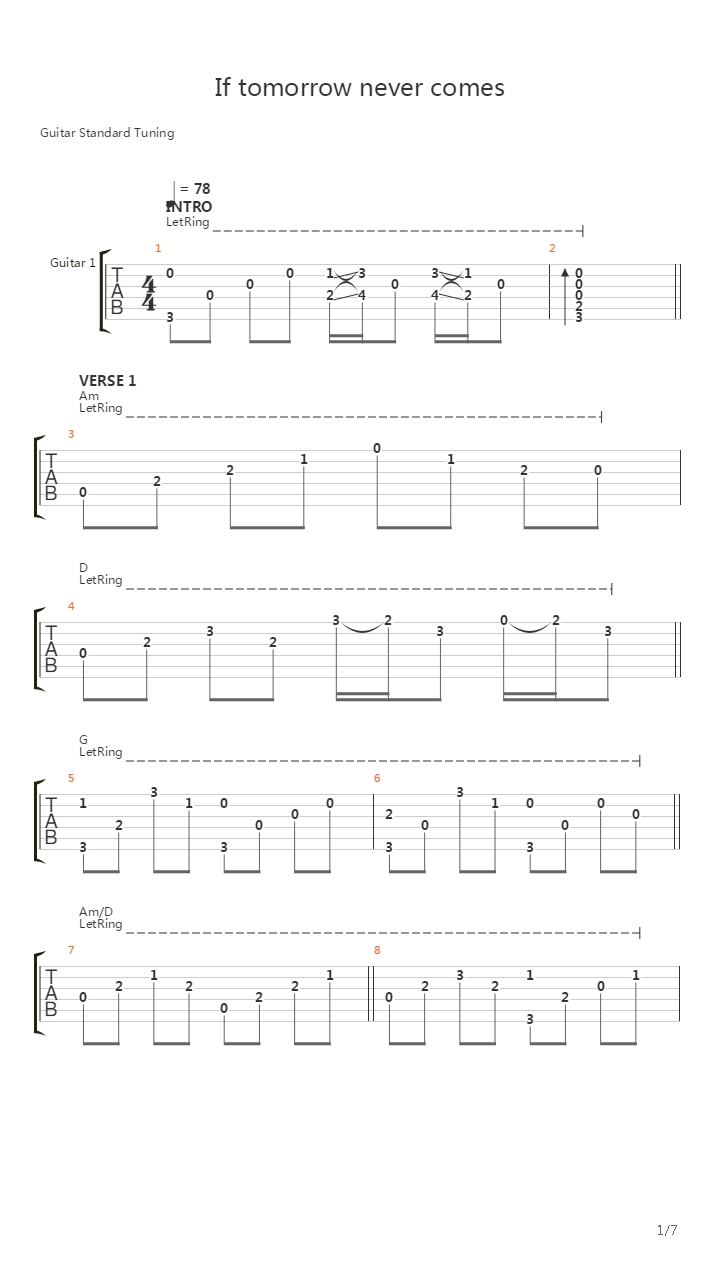 If Tomorrow Never Comes吉他谱