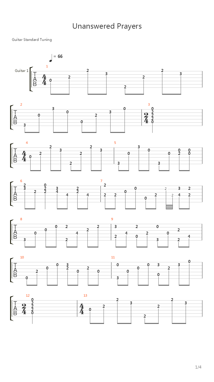 Unanswered Prayers吉他谱
