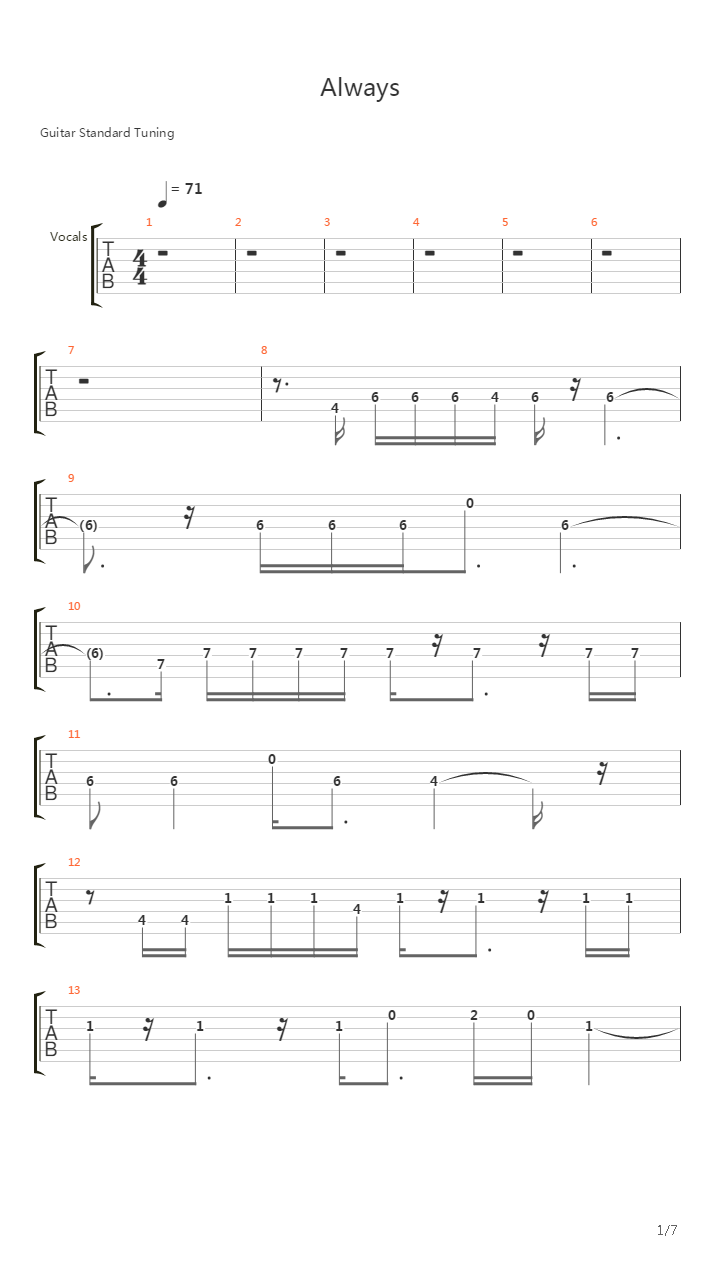 Always吉他谱