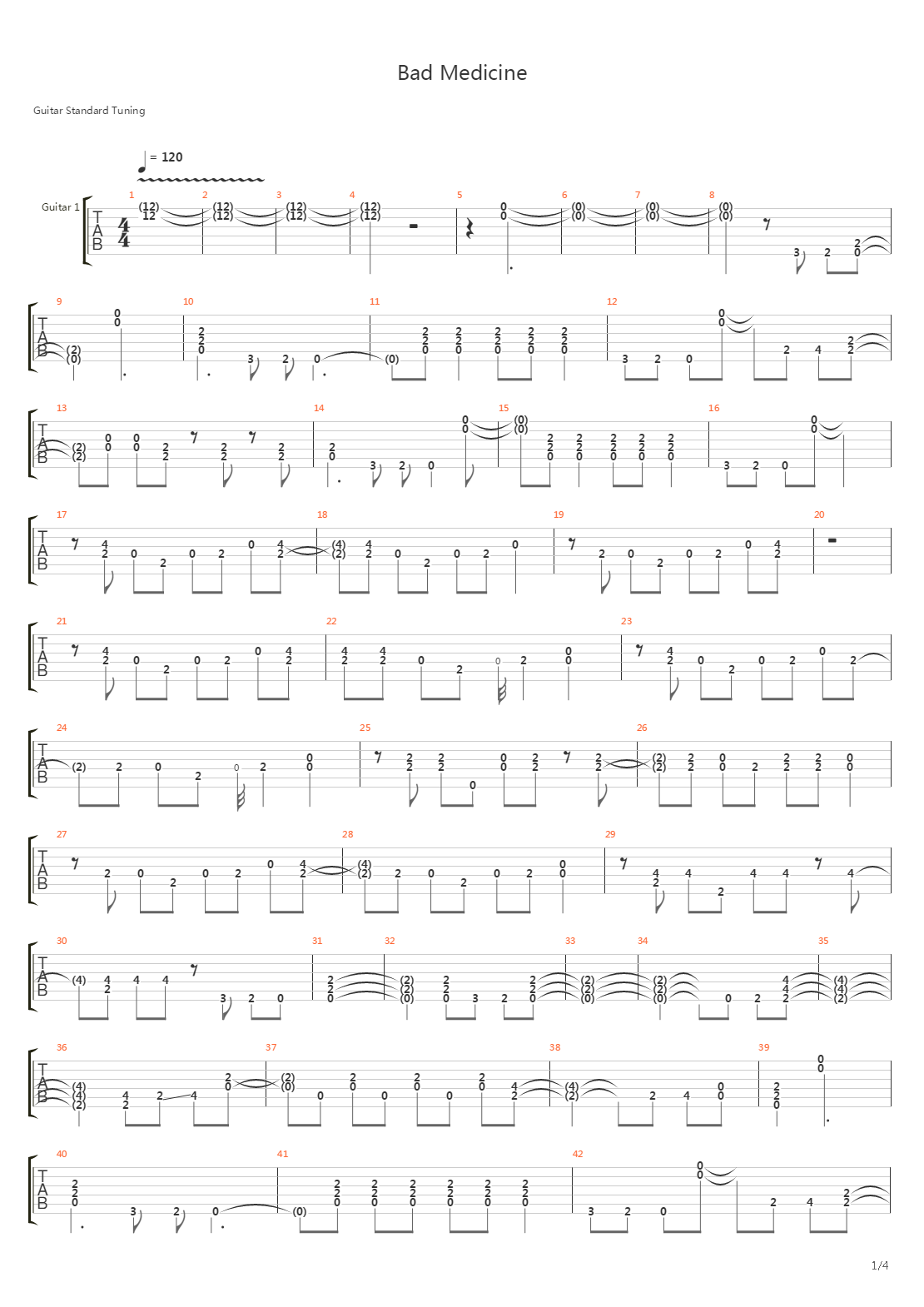Bad Medicine吉他谱